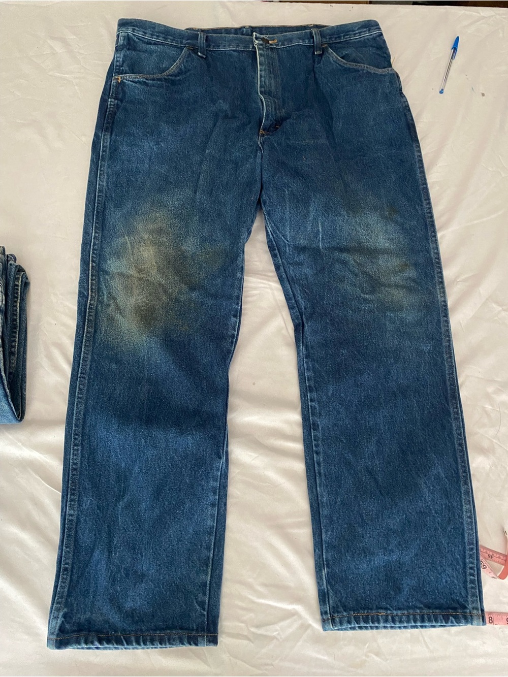 Vintage Rustler Straight Leg Jeans – 100% Cotton Workwear Denim (Size 42x30)